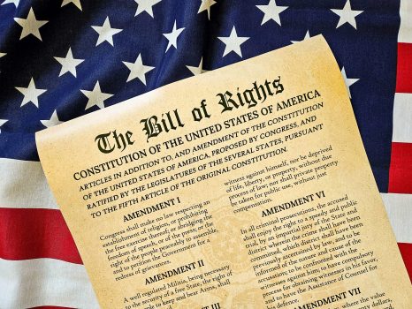 United States Bill Of Rights On Flag United States Bill of Rights on an American flag
