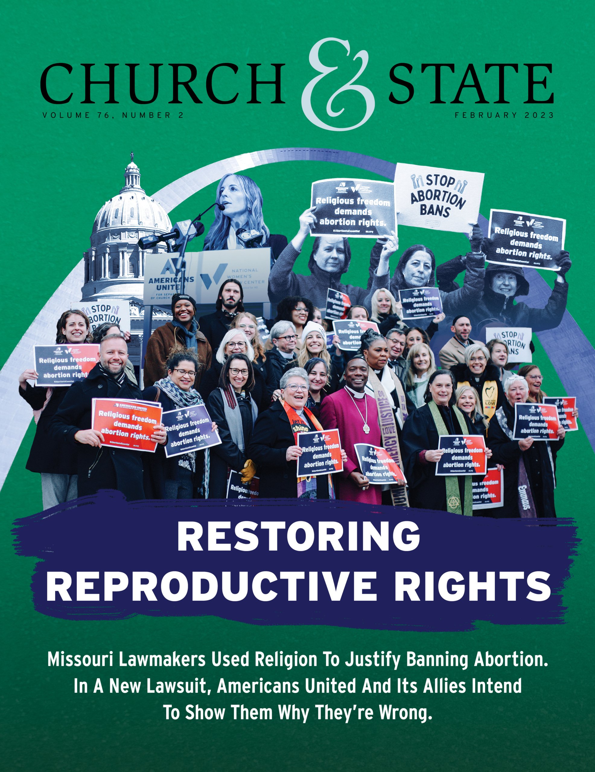 Collage of supporters in St. Louis, MO and speakers with the Gateway Arch and Missouri state house