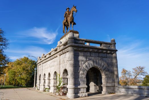 Ulysses S Grant Monument. Presidential memorial in Chicago. Lincoln Park historical memorial. Monument of Ulysses S Grant. Historic architecture monument. Architectural memorial Ulysses S Grant Monument. Presidential memorial in Chicago. Lincoln Park historical memorial. Monument of Ulysses S Grant. Historic architecture monument. Architectural memorial.