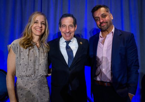 Rachel Laser, Rep. Jamie Raskin and Wajahat Ali at the Summit for Religious Freedom